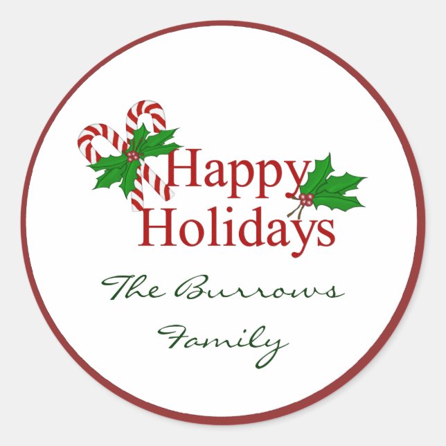 Pegatina Redonda Colección Candy Cane (Anverso)