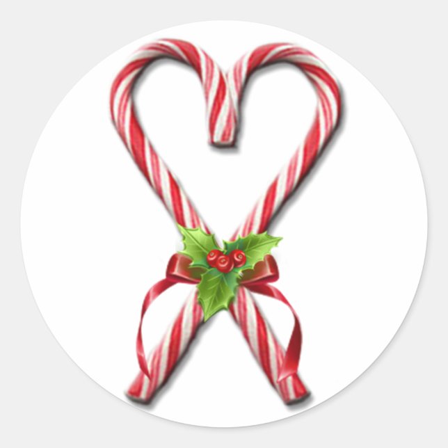 Pegatina Redonda Colección cardíaca Candy Canes 2 (Anverso)