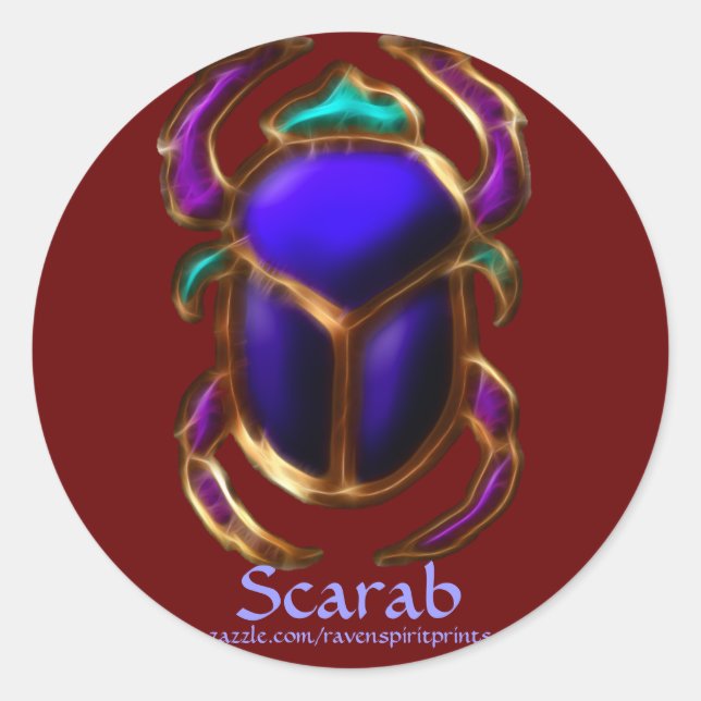 Pegatina Redonda Colección de BEETLE ESCARAB EGIPCIA (Anverso)