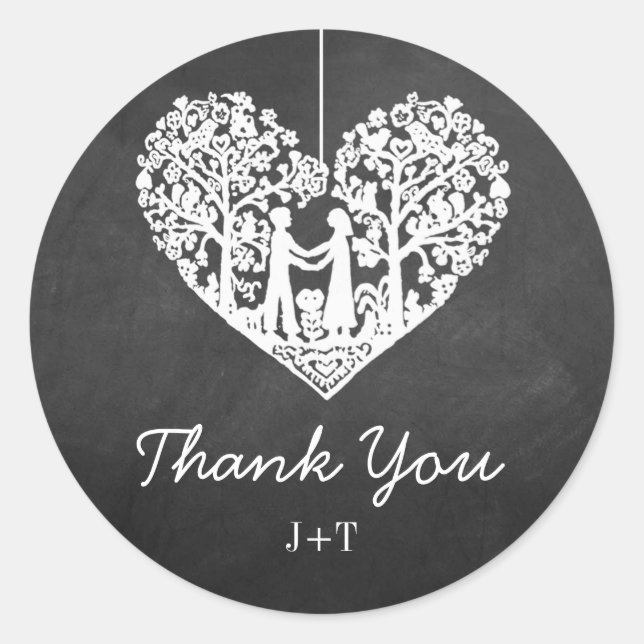 Pegatina Redonda Colección de Bodas de tablero de cuadros colgantes (Anverso)