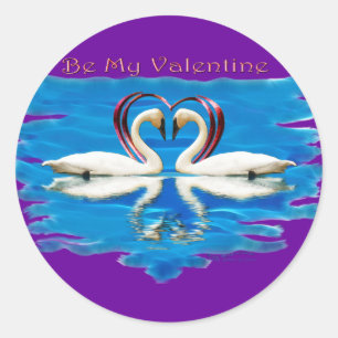 Pegatina Redonda Colección de cisne de San Valentín