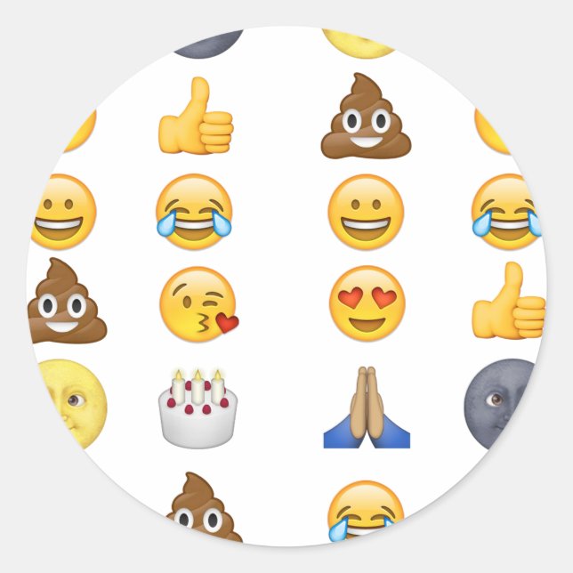 Pegatina Redonda Colección de emoji superior (Anverso)