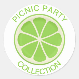 Pegatina Redonda Colección de Fiestas de picnic de papel de cítrico