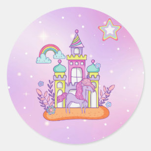 Pegatina Redonda Colección de Fiestas de Unicorn!