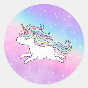 Pegatina Redonda Colección de Fiestas de Unicorn!