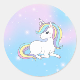 Pegatina Redonda Colección de Fiestas de Unicorn!