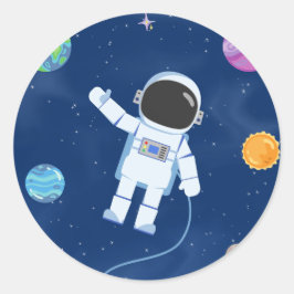 Pegatina Redonda Colección de Fiestas espaciales.