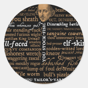Pegatina Redonda Colección de insultos de Shakespeare