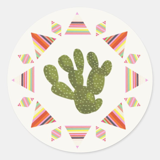 Pegatina Redonda Colección de Llamarama | Cactus Circle (Anverso)