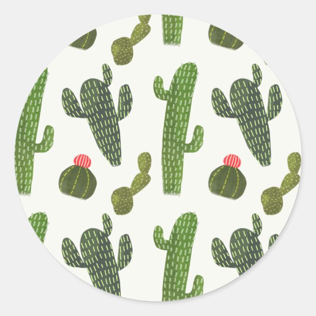 Pegatina Redonda Colección de Llamarama | Cute Cactus (Anverso)