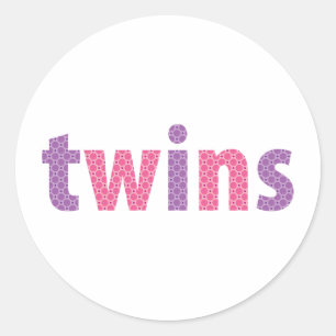 Pegatina Redonda COLECCIÓN DE TWINS - chicas {violeta + rosa}