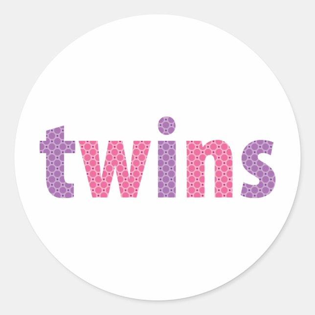 Pegatina Redonda COLECCIÓN DE TWINS - chicas {violeta + rosa} (Anverso)