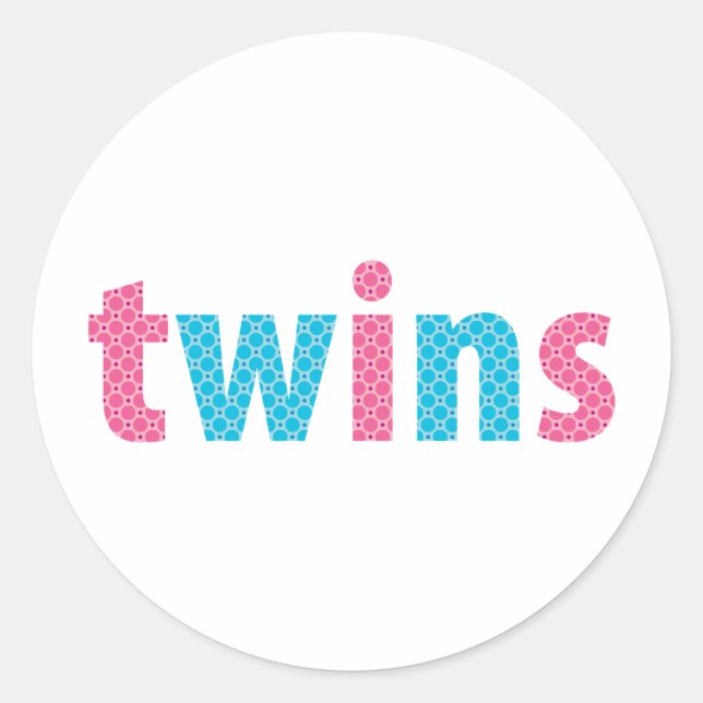 Pegatina Redonda COLECCIÓN DE TWINS - mixto {aqua + rosa} (Anverso)