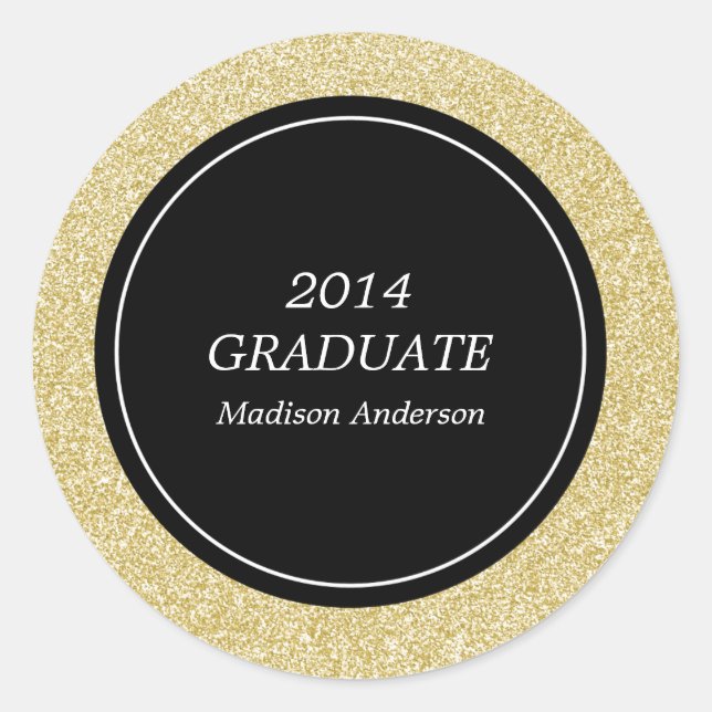 Pegatina Redonda Colección Glitter | Stickers de Graduación (Anverso)