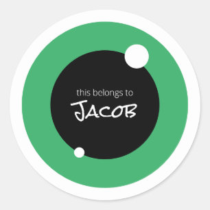 Pegatina Redonda Colección Ojo de Monstruo con nombre personalizado