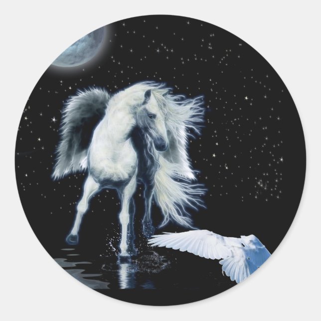 Pegatina Redonda Colección PEGASUS & WHITE RAVEN (Anverso)