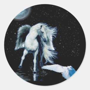Pegatina Redonda Colección PEGASUS & WHITE RAVEN