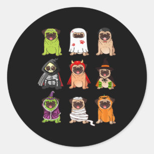 Pegatina Redonda Colección Pug Happy Pugoween Halloween Spookeen Co