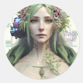 Pegatina Redonda Colección Virgo Futurista Zodiac