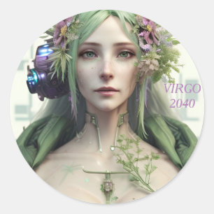 Pegatina Redonda Colección Virgo Futurista Zodiac