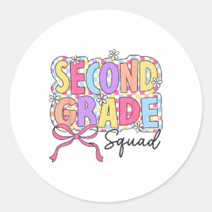 Pegatina Redonda Colegiala Maestra Del Escuadrón De Segundo Grado C