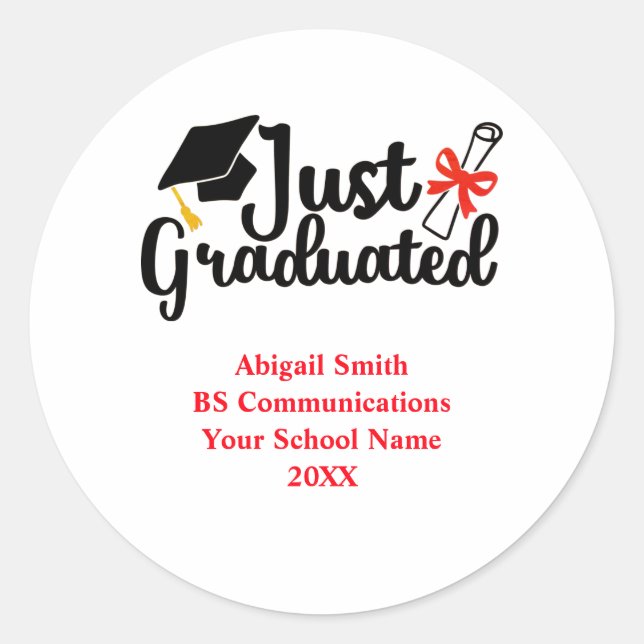 Pegatina Redonda Colegio de secundaria personalizado rojo negro (Anverso)