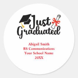 Pegatina Redonda Colegio de secundaria personalizado rojo negro