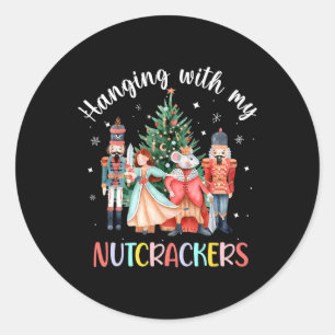 Pegatina Redonda Colgando con mi ballet de Navidades de Nutcrackers