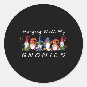 Pegatina Redonda Colgar con mi amigo gracioso de Gnome Christm