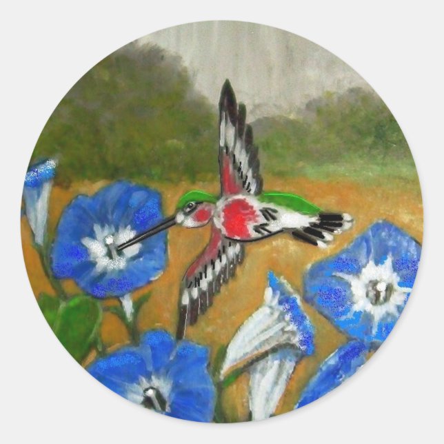 Pegatina Redonda Colibrí (Anverso)