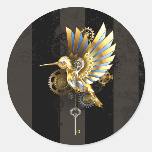 Pegatina Redonda Colibrí mecánico (Anverso)