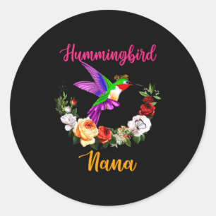 Pegatina Redonda Colibrí nana floral pajarito corbata amante madre