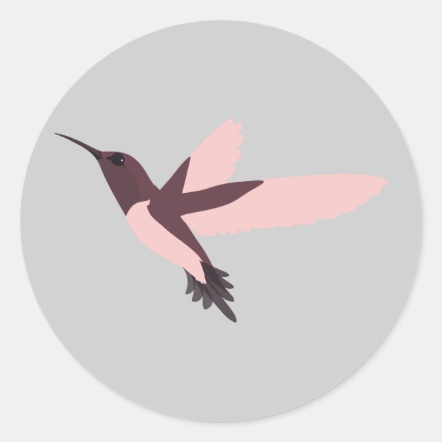 Pegatina Redonda Colibrí rosa bonito (Anverso)