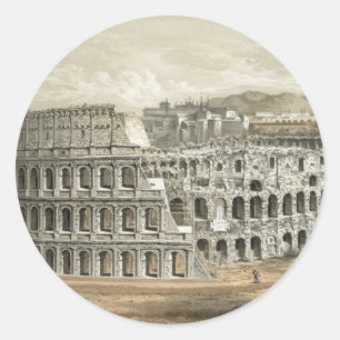 Pegatina Redonda Coliseo romano Vintage Art