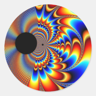 Pegatina Redonda Colisión mundial - fractal