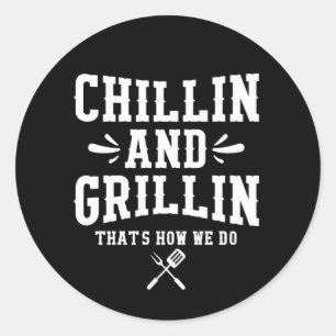 Pegatina Redonda Coll Grillin Chillin Word art