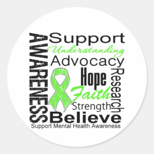 Pegatina Redonda Collage - conciencia de la salud mental
