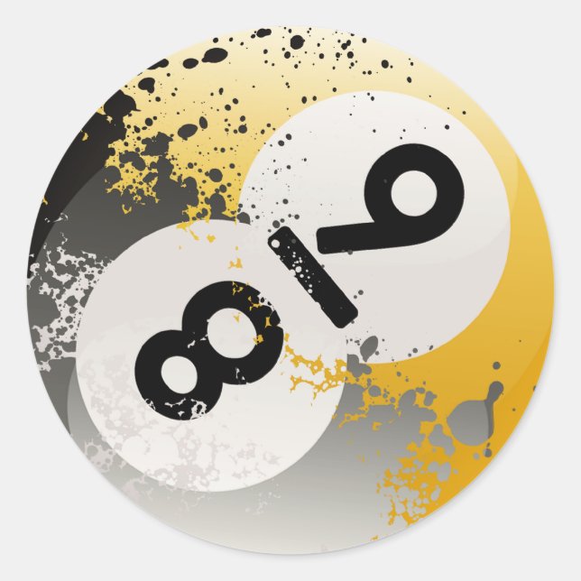 Pegatina Redonda Collage de 8 y 9 bolas (Anverso)