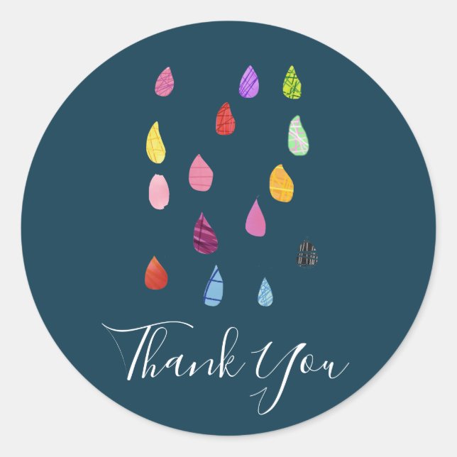 Pegatina Redonda Collage de arte Raindrop lindo collage boho (Anverso)