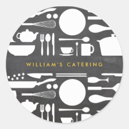 Pegatina Redonda Collage de cocina en Chalkboard Background Pegatin