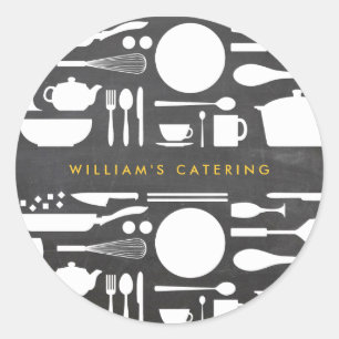 Pegatina Redonda Collage de cocina en Chalkboard Background Pegatin