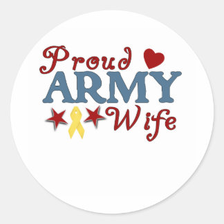 Pegatina Redonda Collage de esposas del ejército orgulloso