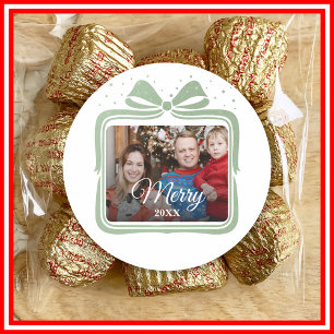Pegatina Redonda Collage de fotos de regalo con lazo elegante de Fe