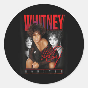 Pegatina Redonda Collage de fotos retro Whitney Houston