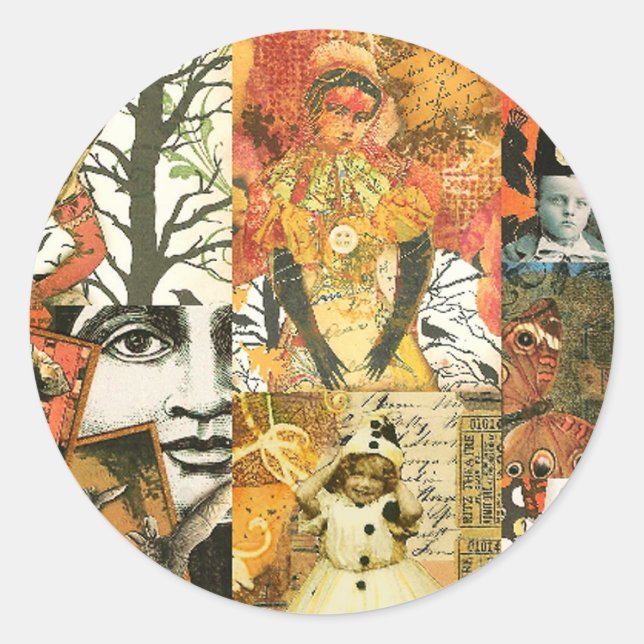 Pegatina Redonda Collage de Halloween (Anverso)