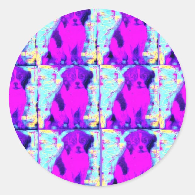 Pegatina Redonda collage de perros beagles (Anverso)