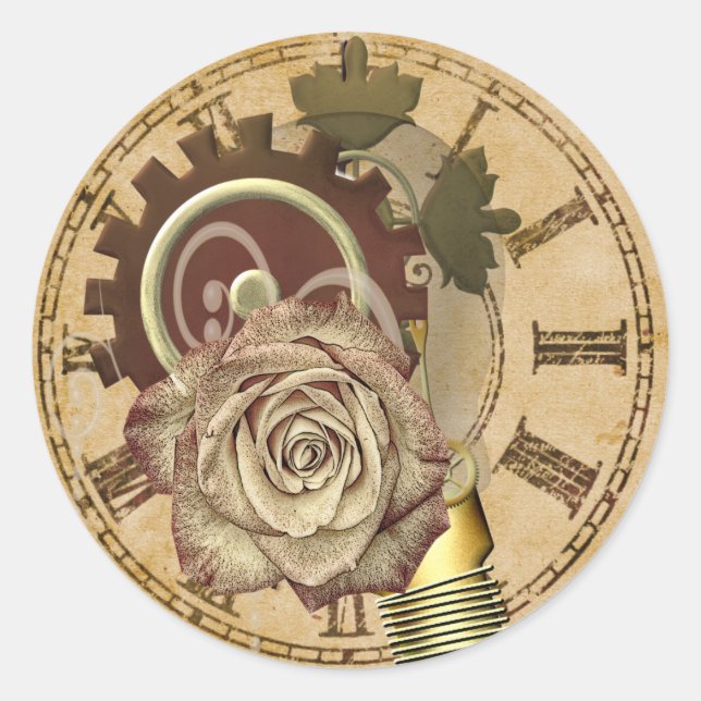 Pegatina Redonda Collage de reloj de vintage (Anverso)