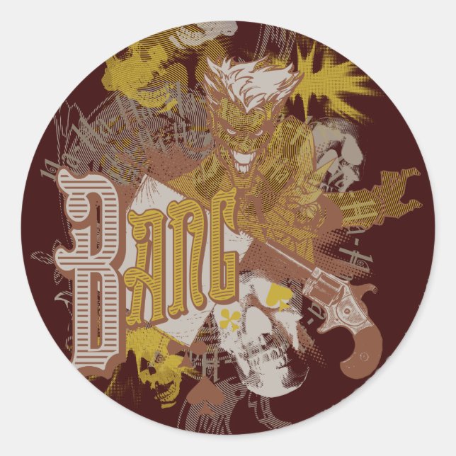 Pegatina Redonda Collage del Carnaval Joker / Bang (Anverso)