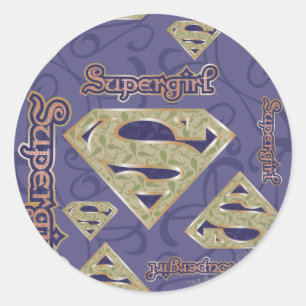 Pegatina Redonda Collage del logotipo de supergirl Fancy