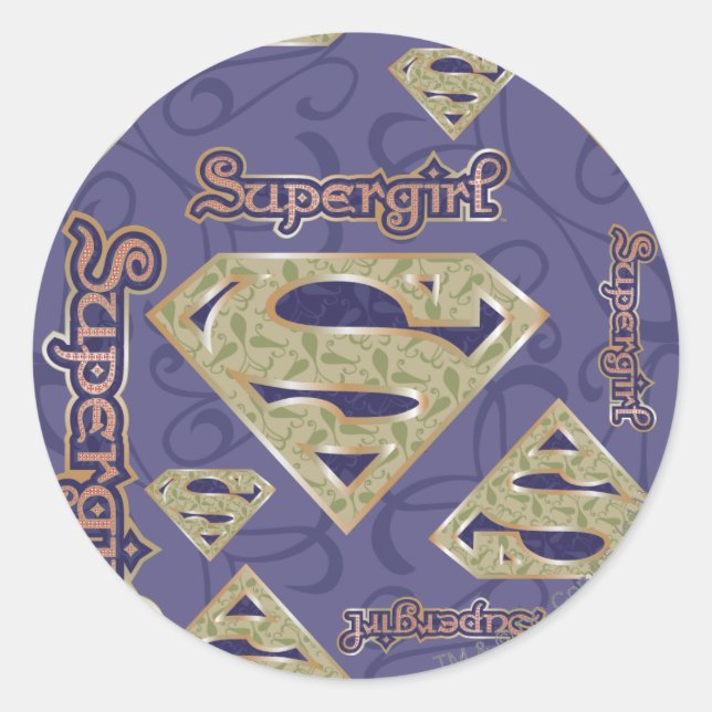 Pegatina Redonda Collage del logotipo de supergirl Fancy (Anverso)